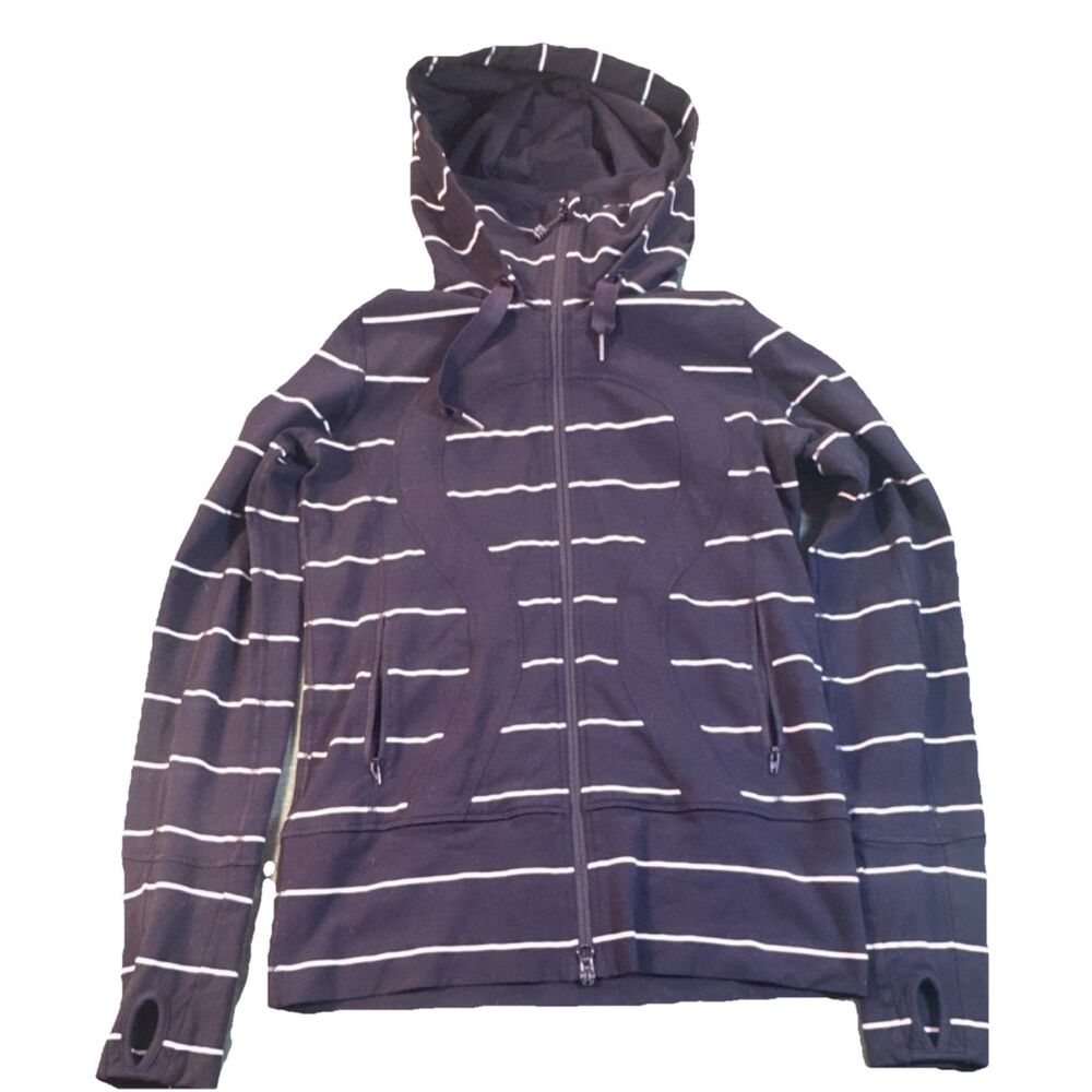 Lululemon Scuba Full-Zip Hoodie *Classic - Parallel Stripe Black /White - Size 6